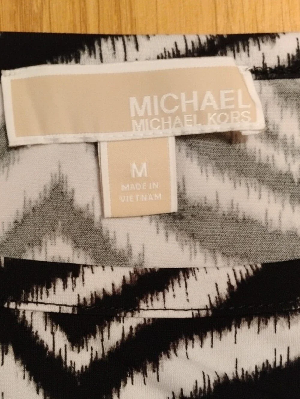 Michael Kors Black and White Zebra Print Dress with Green Trim